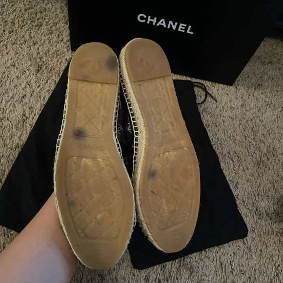 Chanel Cap Toe Espadrilles Printed Mesh Fabric 40 - Picture 10 of 11